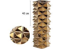 Grote Keramische Gouden Vaas - Bloemstuk - Vazen - Woonaccessoires - Kuster Style - Gouden bloemen - decoratie - Woonkamer - 42 CM