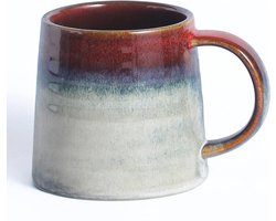 Grote keramische koffiemok - handgemaakte aardewerk mok met groot handvat voor kantoor en thuis - 449 ml, vaatwasser en magnetron bestendig