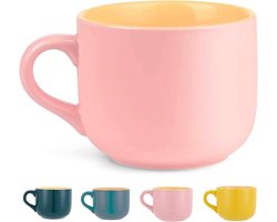 Grote keramische mok met een handvat - 600 ml - mueslikom - theebeker - porseleinen kop - cappuccinokop - XXL mok soepkommen met oor