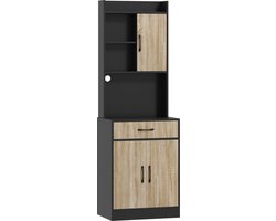 Grote Keukenkast met 1 lade en 3 kastdeuren - Bruin/Zwart