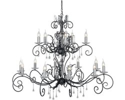 Grote Klassieke Amarilli Kroonluchter | Zwart met Zilver | 15 Lichts