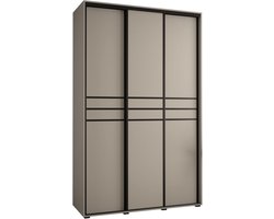 Grote Kledingkast met Schuifdeuren - Moderne Garderobekast met Legplanken en Kledingroede - 235x160x60 cm