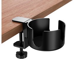 Grote klem voor bekerhouder op bureau, anti-lek bekerhouder voor bureau, 3,7 inch mentale bekerhouder, eenvoudig te installeren klem op bekerhouder, bekerhouder op bureau compatibel met universele beker- en pennenhouder (1, zwart)