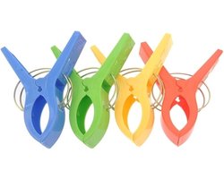 Grote knijpers - 8x stuks - gekleurd - 12 cm - plastic - XL - handdoeken/badlakens knijpers