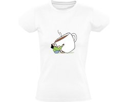 Grote koffie kop Dames T-shirt - warme drank - mok - cafeine