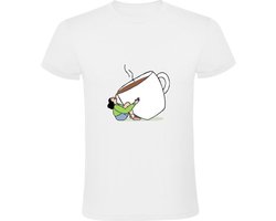 Grote koffie kop Heren T-shirt - warme drank - mok - cafeine