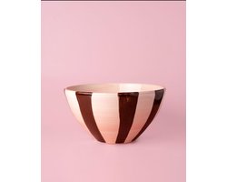 Grote Kom - Schaal - Fruitschaal - 21 cm - Handbeschilderd - Spaans Keramiek - Chocolat - Roze - Bruin