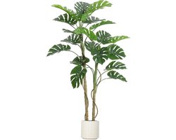 Grote Kunstplant Monstera (Gatenplant) - 150 cm - Realistische Nep Plant voor Binnen & Buiten - Inclusief Pot - Onderhoudsvrij - Groen