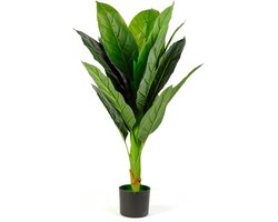 Grote Kunstplant voor Binnen - Woon & Kamer Decoratie - Colocasia - 100 cm - Nepplant - 1 Stuks [11911]