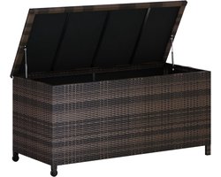 Grote Kussenbox Buiten - 470 Liter - Waterdichte PE Rotan Opbergbox met Wielen en Gasveren - Tuinbox / Zitbank - 132x56x63 cm