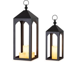 Grote Lantaarns voor Buiten: Set van 2 Modern Windlichten voor Balkon en Tuindecoratie