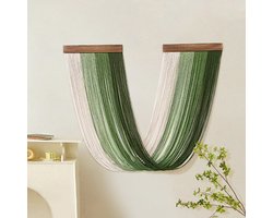 Grote macramé wandhanger, macramé kamerdecoratie wandkunst, boho wanddecoratie wandtapijt voor slaapkamer boven bed wanddecoratie woonkamer, wandtapijt Fashional, 40*195 cm grote macramé decoratie groen
