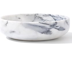 Grote marmeren decoratieve kom voor interieurdecoratie - wit en grijs 17 cm