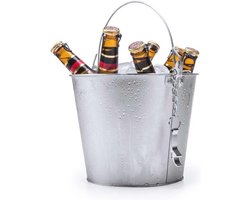 Grote Metalen IJsemmer voor Dranken en Bier - 6 Liter met Flesopener