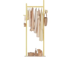 Grote metalen kapstok met 2 haken en robuuste stenen plaat - 50 x 30 x 175 cm - Perfect voor dagelijkse kleding