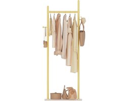 Grote metalen kapstok - Met 2 haken en robuuste stenen plaat - 50 x 30 x 175 cm - Voor dagelijkse kleding
