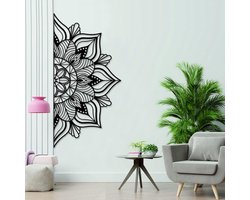Grote metalen mandala wanddecoratie - unieke lotusbloem muurkunst voor kantoor en thuis