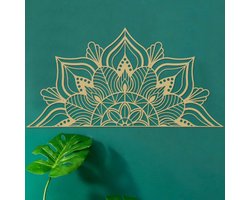 Grote metalen mandala-wanddecoratie, unieke lotusbloemen-muurkunst voor thuis, slaapkamer, kantoor, binnen en buiten (goud)