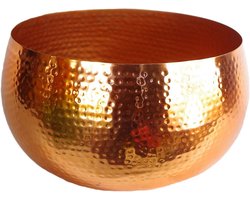 Grote metalen plantenbak 32 x 20 cm - gehamerd koperkleur - perfecte decoratie voor binnen