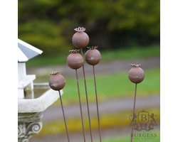 Grote Metalen Tuinornament Klaprozen - Set van 5 Bloemen op Steel - Weerbestendige Staking Decoratie