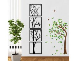 Grote Metalen Wanddecoratie Boom 4-Delig voor Woonkamer en Tuin