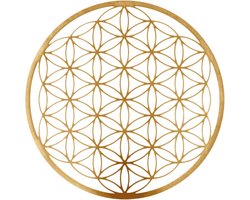 Grote metalen wanddecoratie - flower of life / Levensbloem - goud gecoat - Voor goede energie!