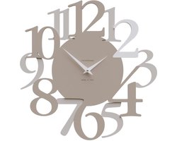 Grote Moderne Wandklok 45 cm - Stille Wandklok Zonder Tikgeluid - Voor Woonkamer - Mat Wit Linnen