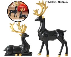 Grote Nordic Kerst Rendier beeldjes - Herten - woonkamerdecoratie - goud - decoratie - gouden decoratie - Set - Zwart