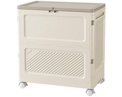 Grote opbergbox met deksel en wielen 85L – Opvouwbare kunststof opbergkist, stapelbaar – Opbergcontainer voor kleding, speelgoed, gereedschap, badkamer, keuken, kantoor en woonkamer