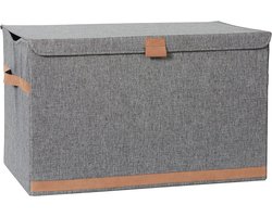 Grote Opbergbox met Deksel - Stevige Kist van Hoogwaardig Stof - Extra Ruimte voor Organisatie - Grijs - 62x37,5x39 cm