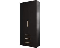 Grote Opbergkast met 2 Deuren, Lades en Legplanken - Multi-Functioneel voor Slaapkamer en Hal - Zwart