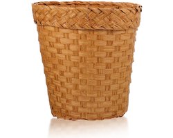 Grote Opbergmand - Wasmand Prullenbak - Afval Opbergen - Handgeweven Papier - 27 x 27 x 27 cm - Khaki