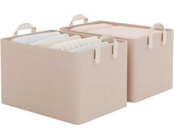 Grote Opbergmanden voor Planken en Kasten, Organiser met Metaalframe, Set van 2 in Lichtbruin voor Kleding en Accessoires