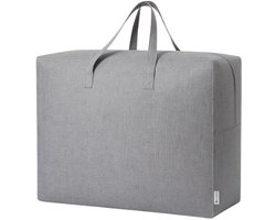 Grote Opbergtas met Rits – 58×46×28 cm – Opbergzak voor Dekbedden, Kleding & Beddengoed – Stevig & Ademend – Grijs