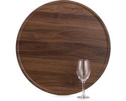 Grote Ottomaanse Dienblad - Ronde Walnootfineer Houten Decoratieve Koffietafel Tray - Rustieke Cirkel Grote Charcuterie Plank - Boerderij Woondecoratie voor Woonkamer 45cm
