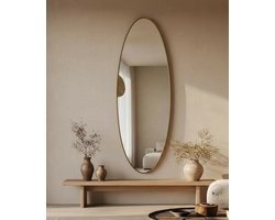 Grote Ovale Goud Stalen Spiegel Cadi 50x170 cm