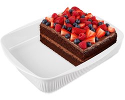 Grote Ovenschaal - 36,5 x 30 cm - 4 Liter - Porselein - Wit - XL Rechthoekige Ovenschotel - Vaatwasserbestendig