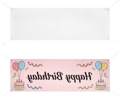 Grote Oxford stoffen banners en borden, 1,8 x 0,6 m sublimatie banner met touw voor zakelijke evenementen, bruiloften en verjaardagsfeesten (wit)