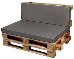 Grote Palletkussens Set Grijs - Loungekussen voor Buiten en Binnen Zit- en Rugkussen 120x60 cm