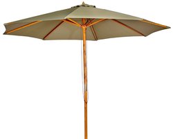 Grote Parasol Houten Tuinparasol Ø 300x260 cm – Extra Stevig & Stijlvol Zonnescherm voor Terras, Balkon & Tuin – Robuust Houtframe & UV-Beschermend Doek - Casa