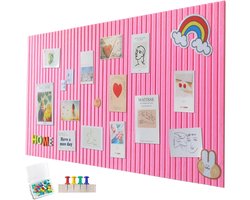 Grote Pin Board 90 x 60 cm - Decoratieve Kurk Wand - Vouwbare Foto Bord met Zelfklevende Tape - Felt Vision Board - Perzikroze