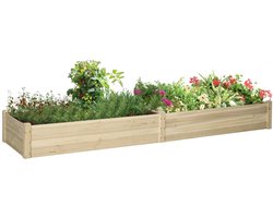 Grote Plantenbak - Luxe Bloembak met 2 Plantvakken & Fleecevoering - Verhoogd Plantenbed - Tuinbed - Bloempot - Kweekbak - Moestuinbak - Weerbestendig - voor Buiten, Terras, Tuin & Balkon - voor Groenten, Bloemen & Kruiden - 244 x 61,5 x 27 cm