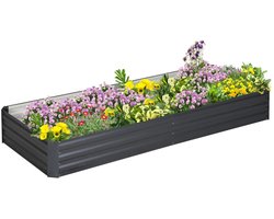 Grote Plantenbak - Luxe Bloembak - Plantenbed - Bloembed - Tuinbed - Kweekbak - Moestuinbak - voor Buiten, Terras, Tuin & Balkon - voor Groenten, Bloemen & Kruiden - 195 x 90,5 x 29,8 cm - Staal - Grijs