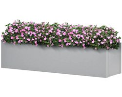 Grote Plantenbak - Luxe Bloembak - Verhoogd Plantenbed - Tuinbed - Bloempot - Kweekbak - Moestuinbak - Weerbestendig - voor Buiten, Terras, Tuin & Balkon - voor Groenten, Bloemen & Kruiden - 91 x 22 x 22 cm - Grijs