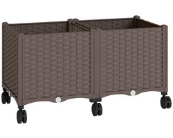 Grote Plantenbak - Luxe Bloembak - Zelfwaterende Tuinbed met Drainagegaten - Verhoogd Plantenbed - Bloembed - Kweekbak - Moestuinbak - voor Buiten, Terras, Tuin & Balkon - voor Groenten, Bloemen & Kruiden - 80 x 40 x 43 cm - Bruin