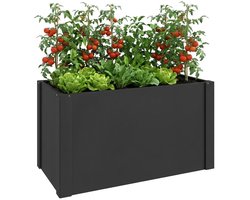 Grote Plantenbak - Verhoogd Tuinbed - Bloembak met Verstevigingsstang & Beschermhoezen - Plantenbed - Kweekbak - Moestuinbak - voor Buiten, Terras, Tuin & Balkon - voor Groenten, Bloemen & Kruiden - 102 x 52 x 55 cm - Zwart