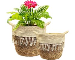Grote plantenmand set van 2 - boho stijl - zeegras - 20 cm en 25 cm
