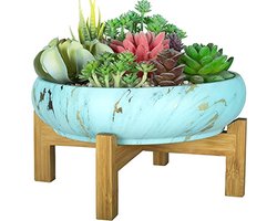 Grote Plantenpot met Drainage, 10 Inch Marmeren Bloempot voor Succulenten en Cactussen