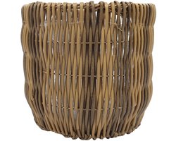 Grote Plantenpot Naturel Ø40 cm – Rotan Kunststof Bloempot Rond – Natuurlijke Look – Voor Binnen en Buiten