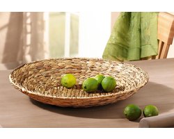 Grote platte gevlochten schaal 50 cm